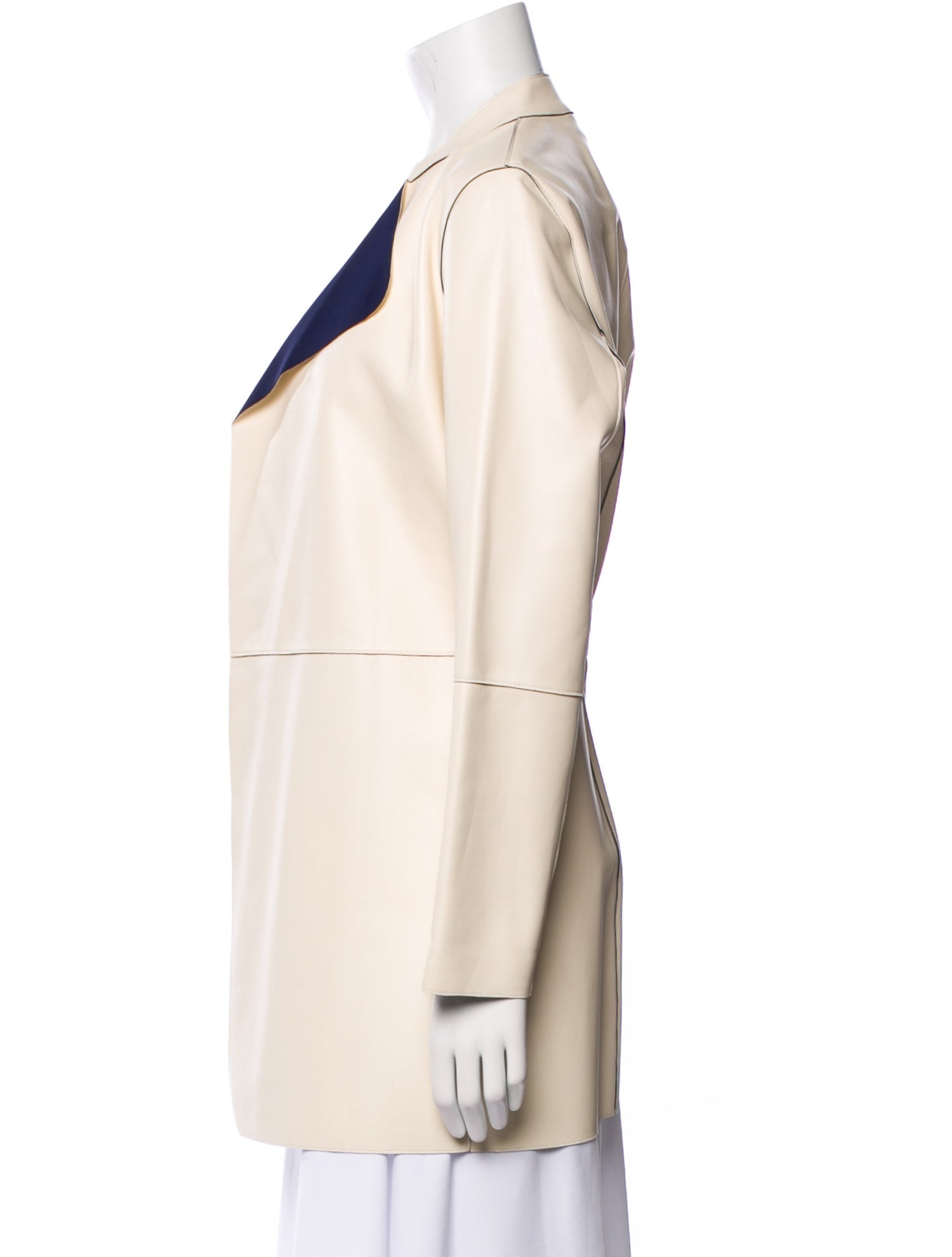 St. John Leather Colorblock Pattern Coat