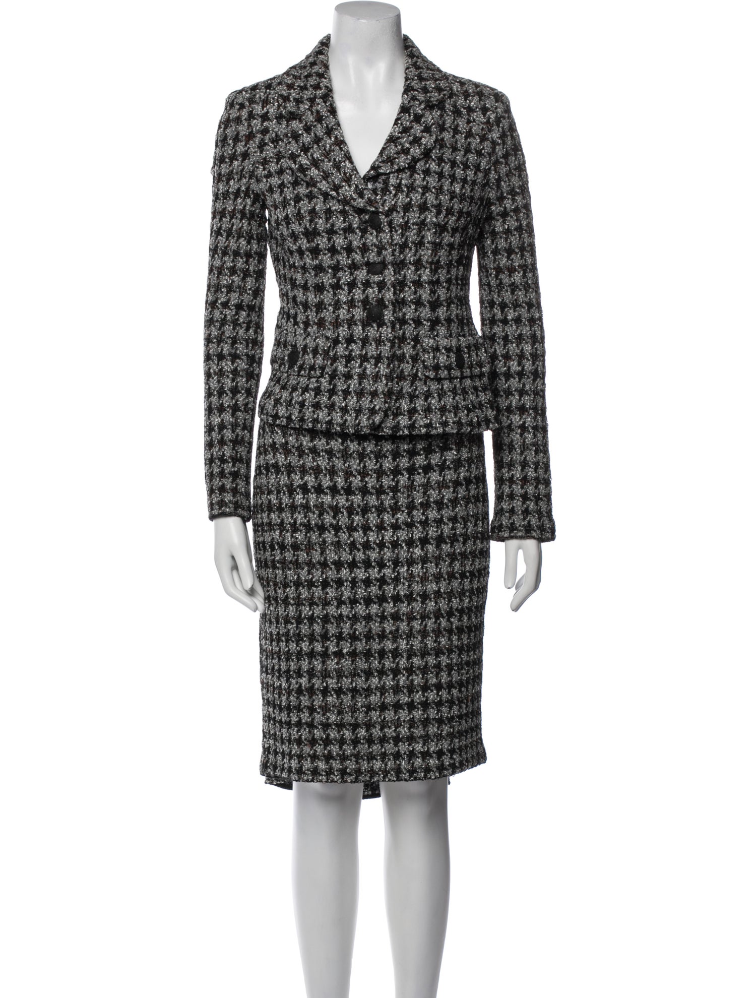 St. John Tweed Pattern Skirt Suit