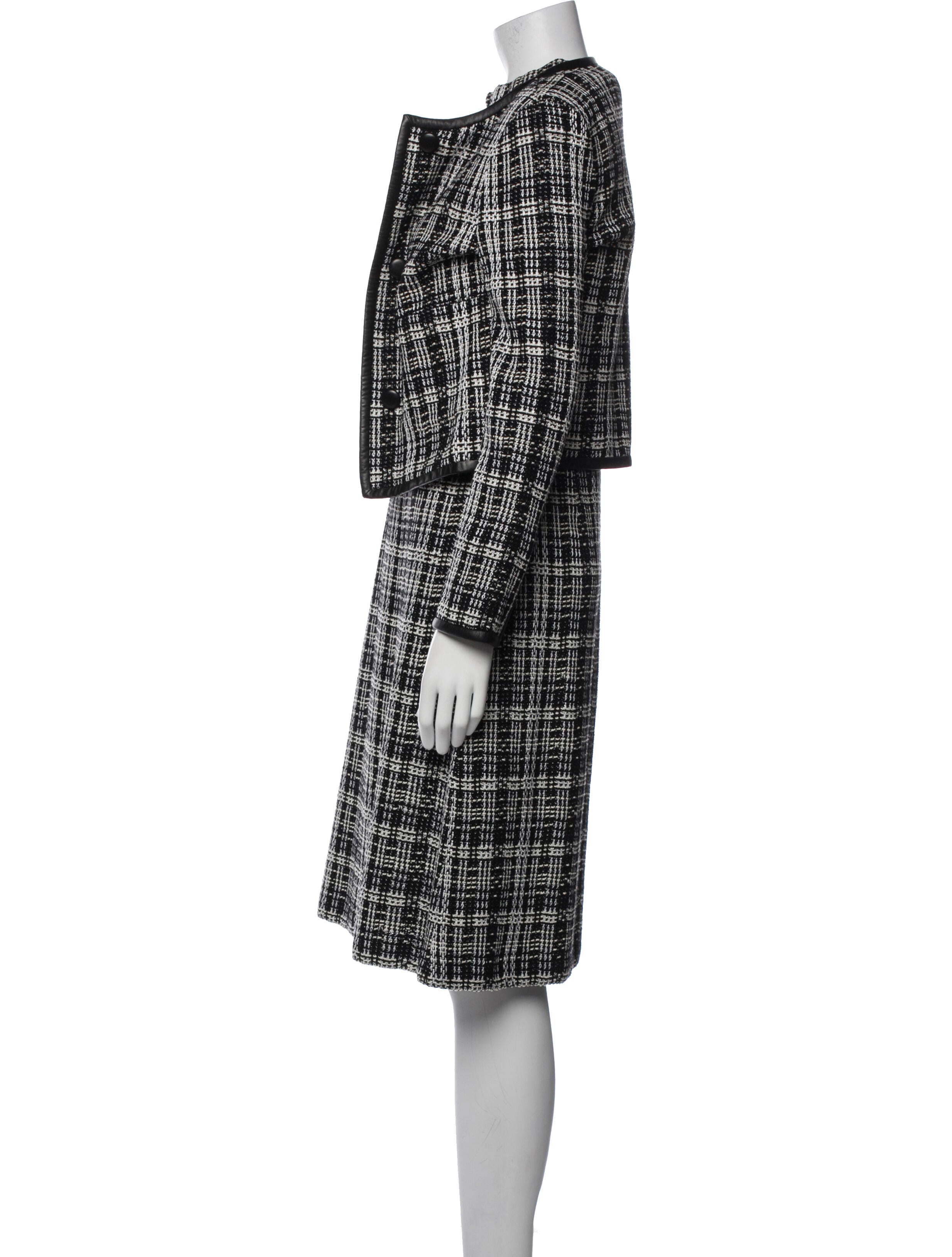 St. John Tweed Pattern Keyhole Accent Dress Set