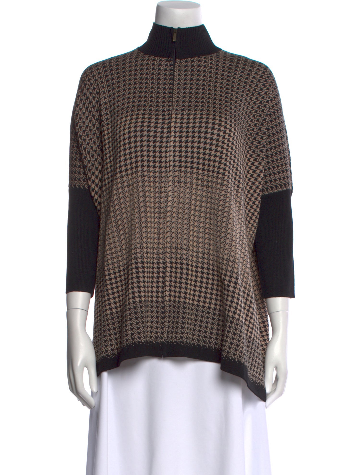 St. John Houndstooth Print Mock Neck Sweater w/ Tags