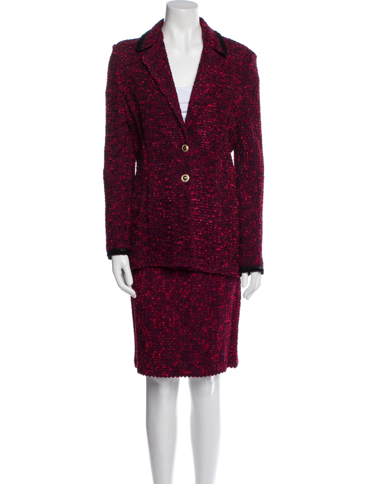 St. John Collection Tweed Pattern Skirt Suit