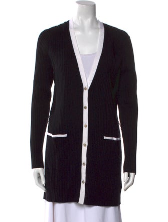 St. John Colorblock Pattern V-Neck Sweater