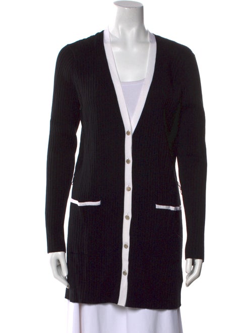 St. John Colorblock Pattern V-Neck Sweater