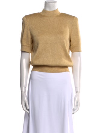 St. John Mock Neck Short Sleeve Crop Top