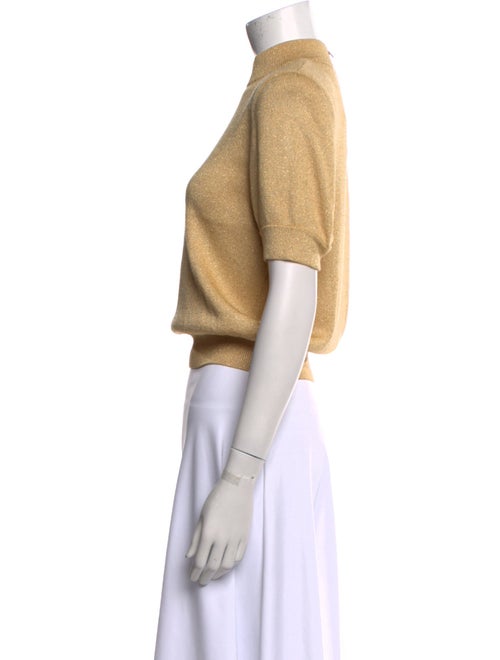 St. John Mock Neck Short Sleeve Crop Top