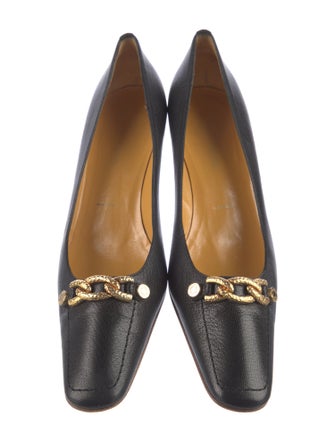 St. John Leather Chain-Link Accents Pumps
