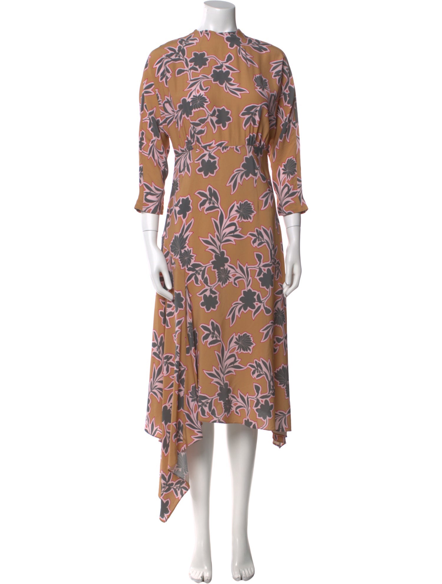 St. John Floral Print Midi Length Dress