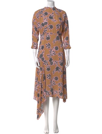St. John Floral Print Midi Length Dress
