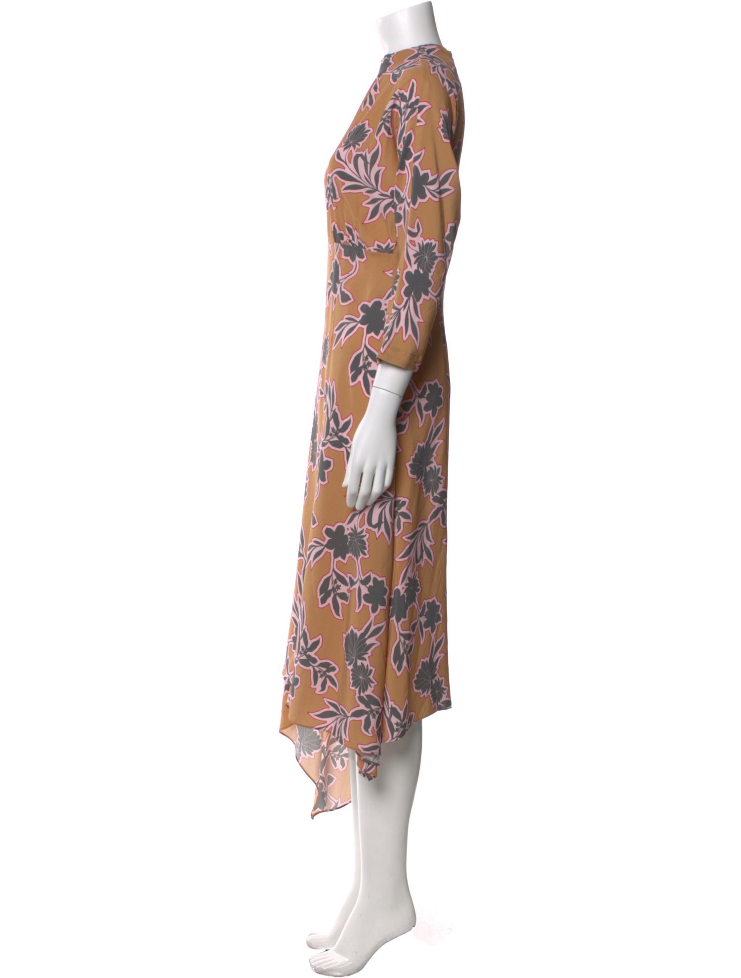 St. John Floral Print Midi Length Dress