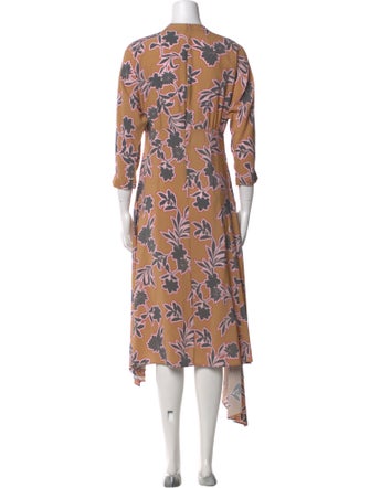 St. John Floral Print Midi Length Dress