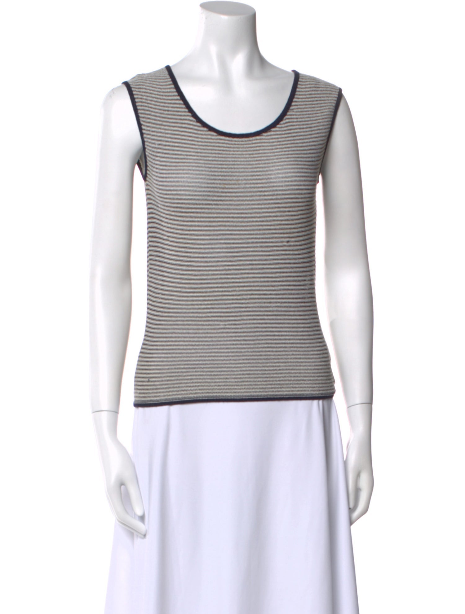 St. John Striped Scoop Neck Top