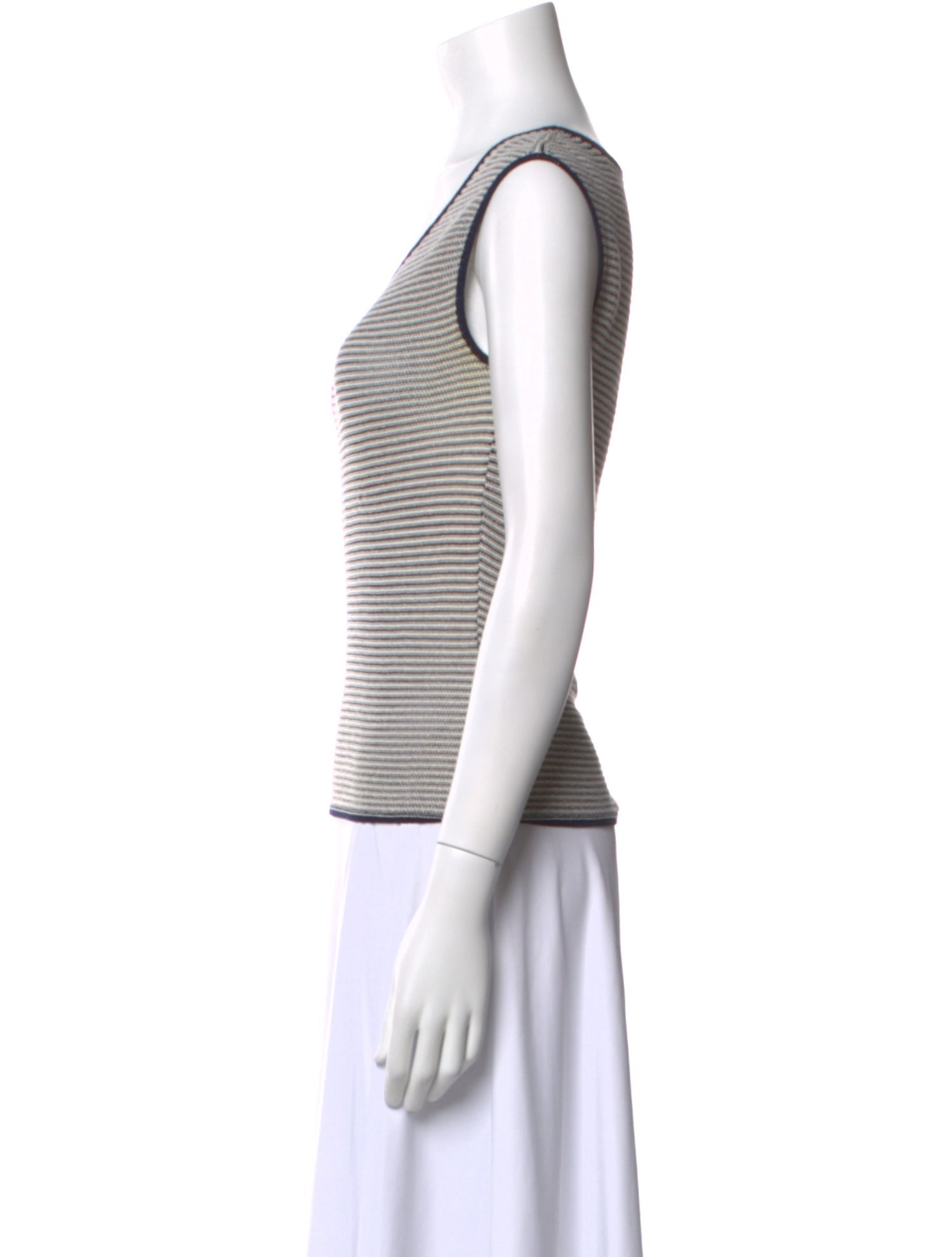 St. John Striped Scoop Neck Top