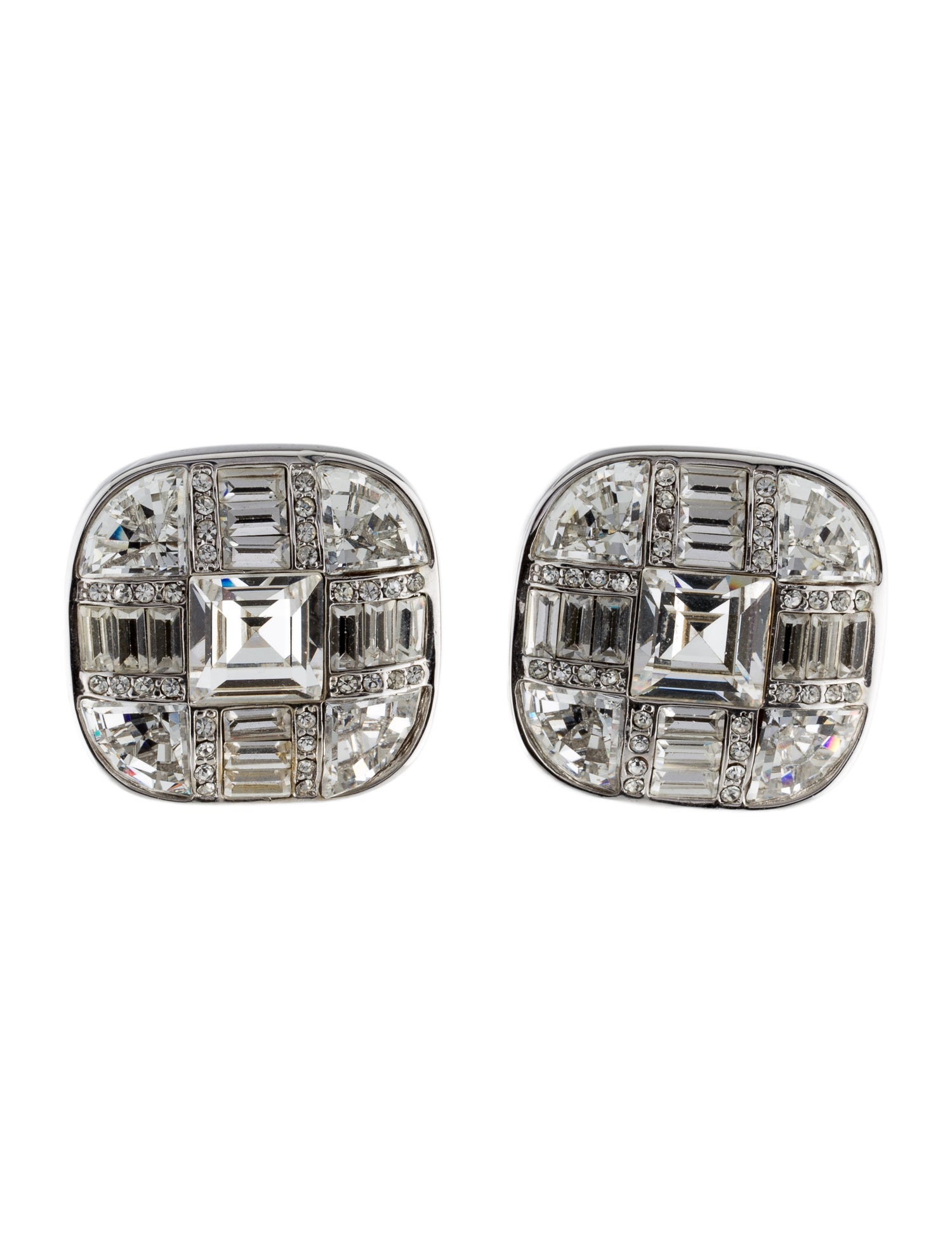 St. John Vintage Crystal Embellished Clip-On Earrings