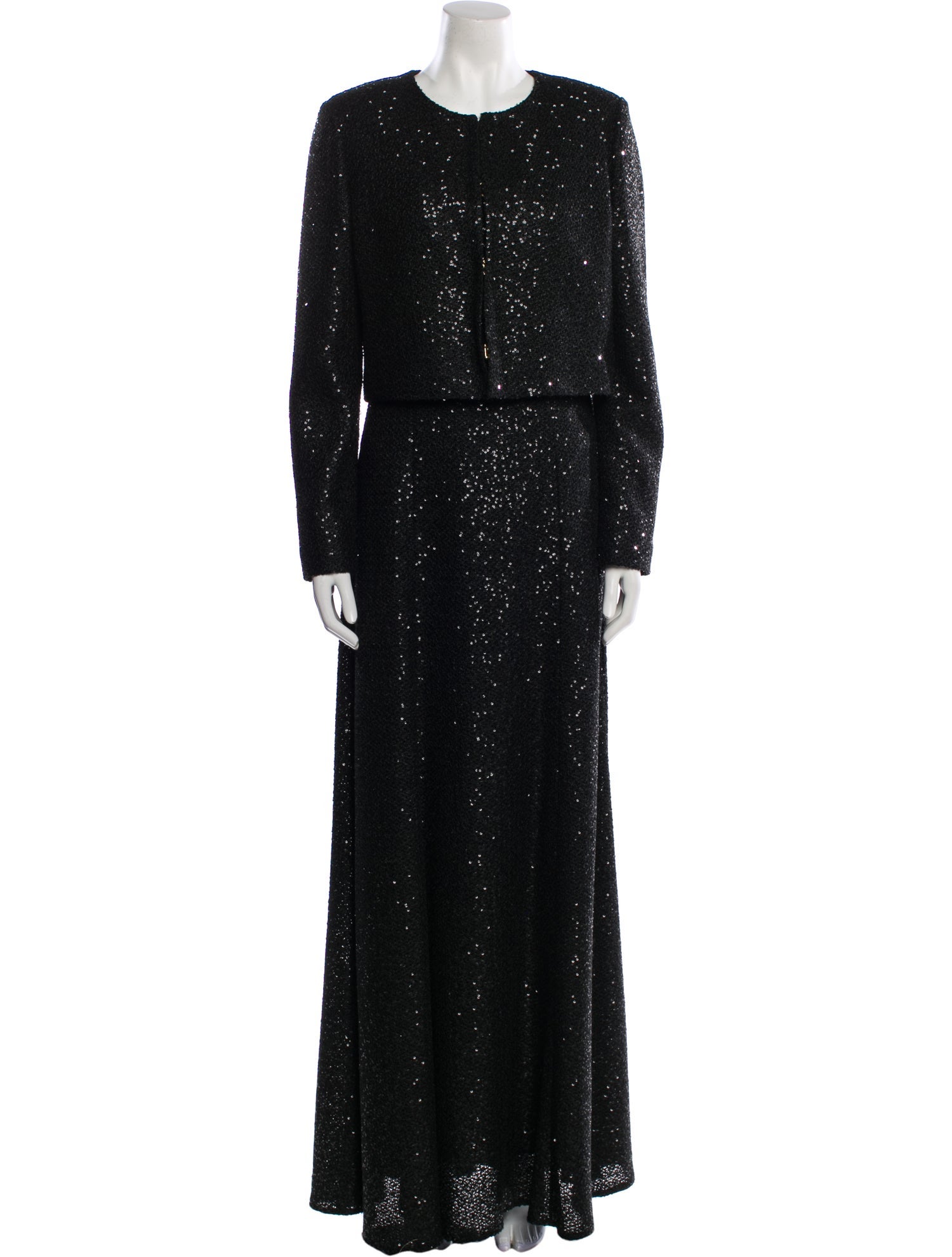 St. John Lace Pattern Sequin Embellishments Dress Set