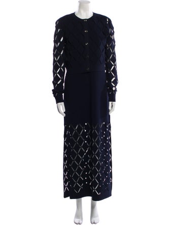 St. John Lace Pattern Cutout Accent Dress Set