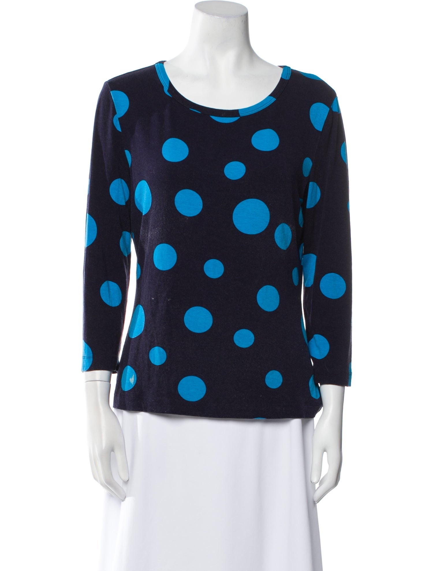 St. John Polka Dot Print Scoop Neck Blouse