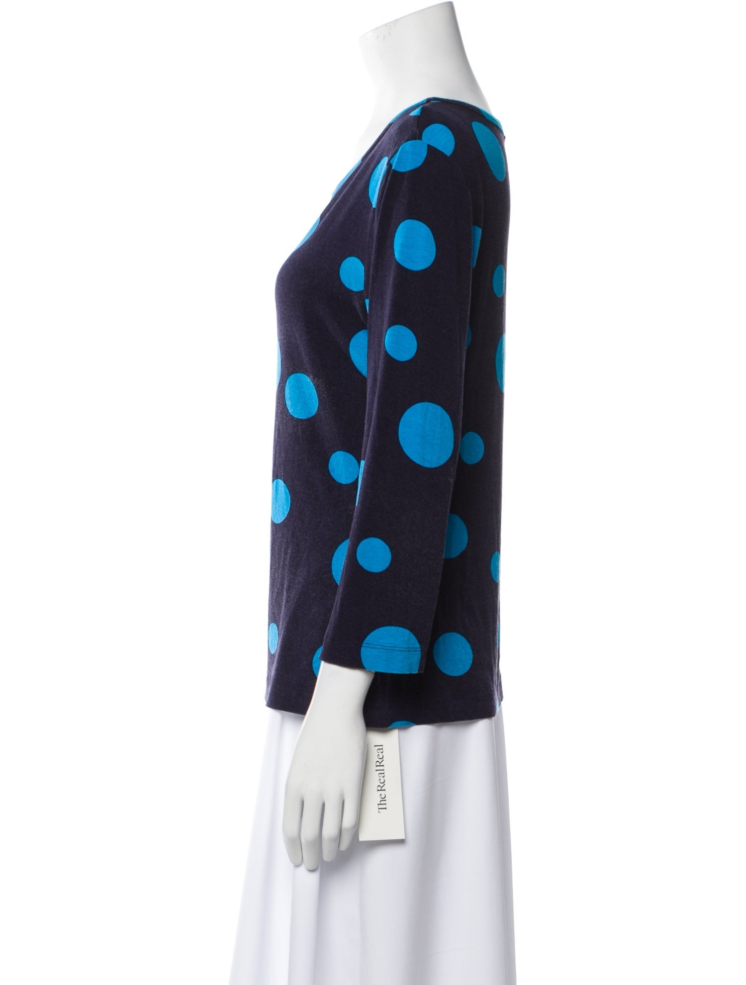 St. John Polka Dot Print Scoop Neck Blouse