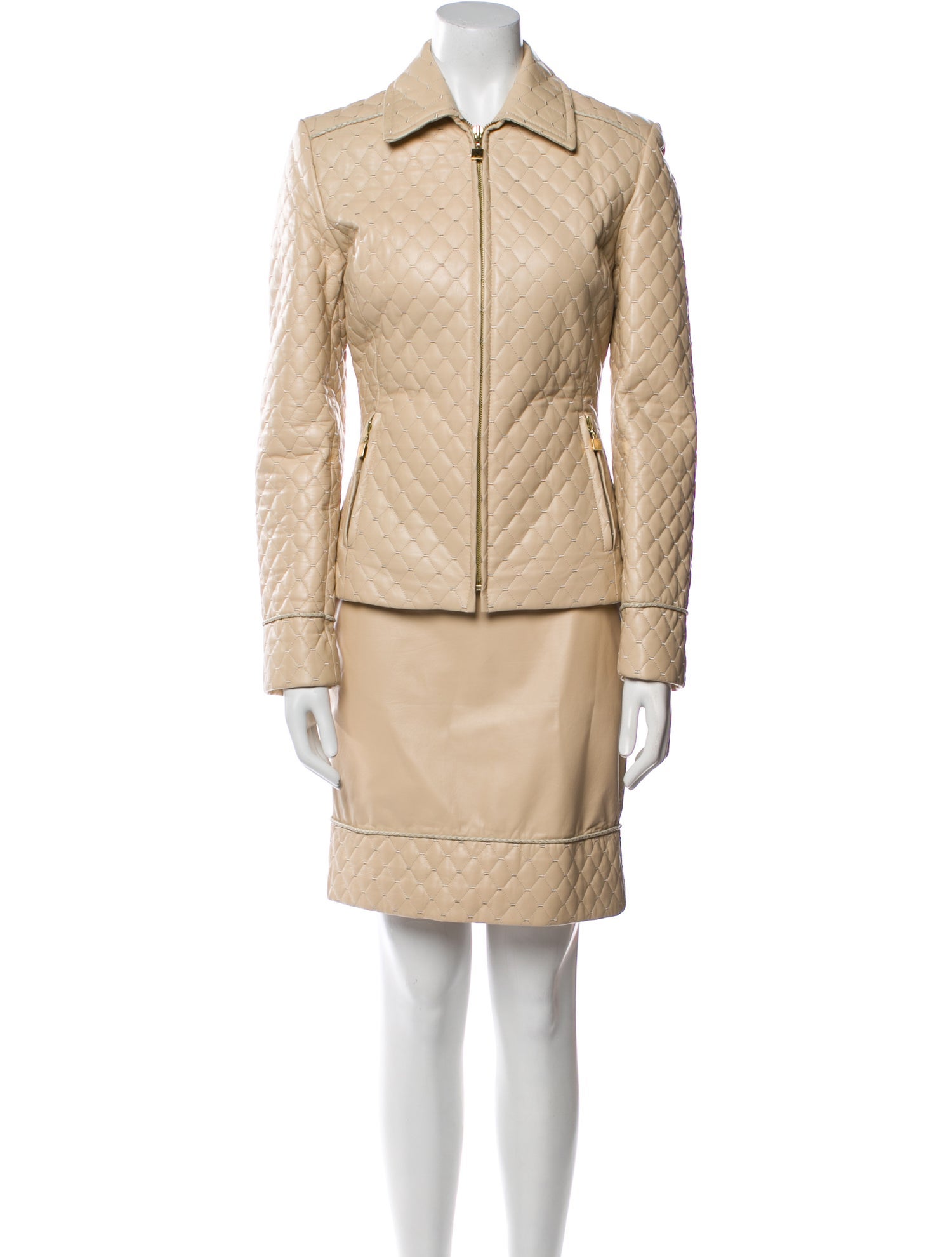 St. John Leather Skirt Set