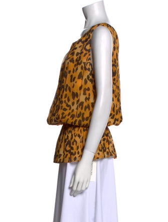 St. John Silk Animal Print Top