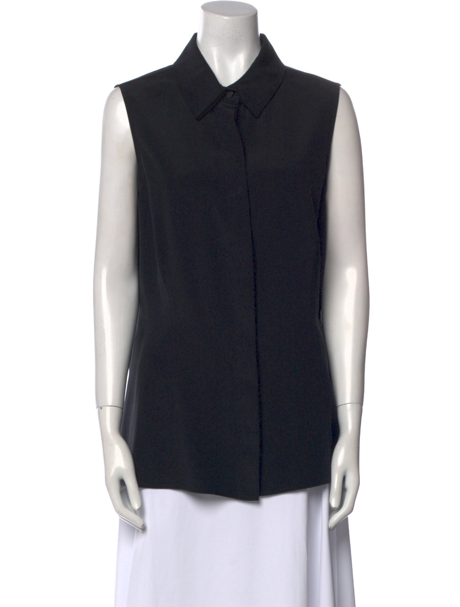 St. John Silk Sleeveless Button-Up Top