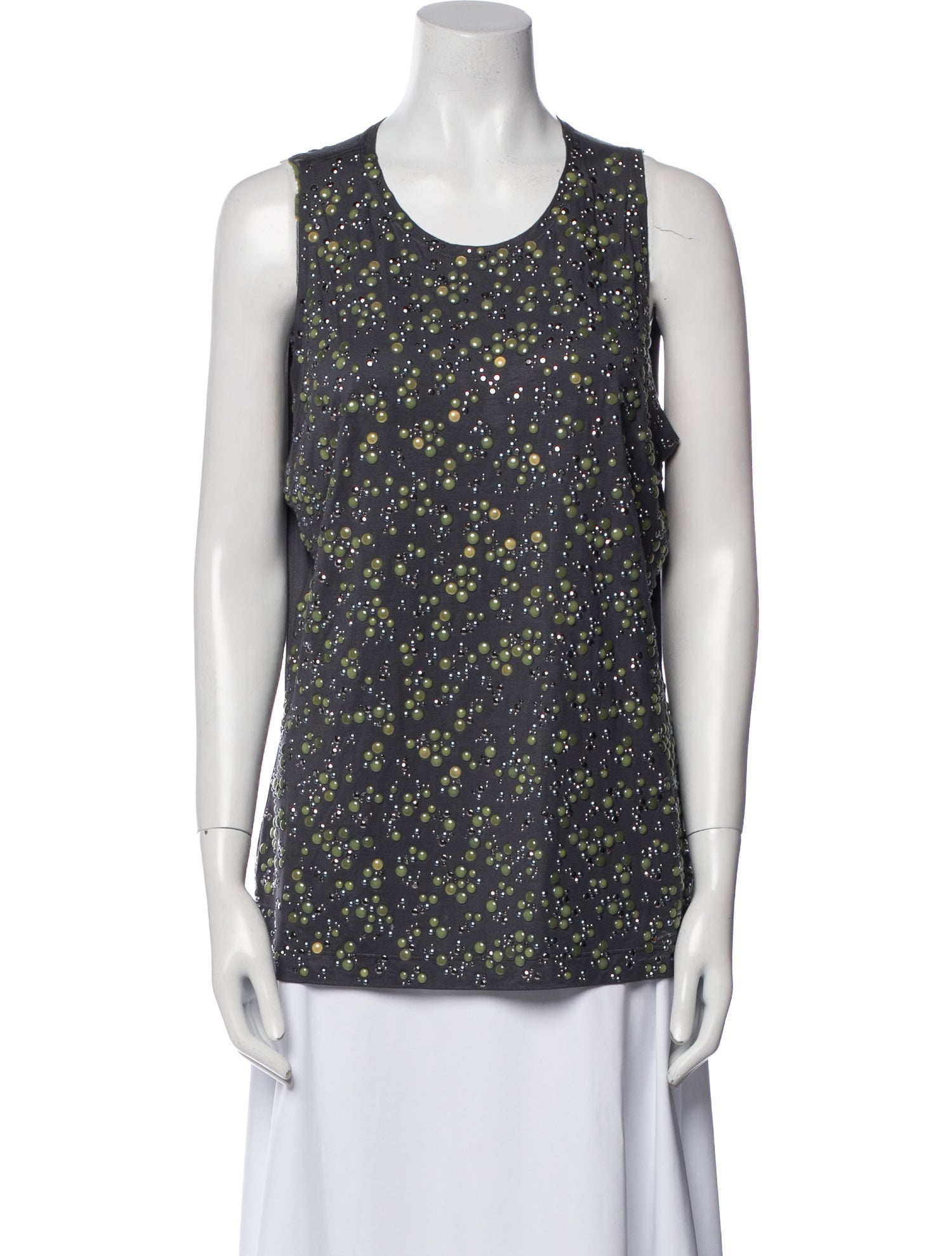 St. John Printed Scoop Neck Top