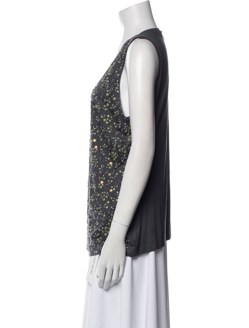 St. John Printed Scoop Neck Top