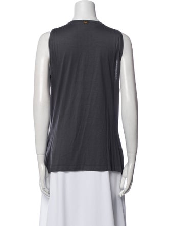 St. John Printed Scoop Neck Top