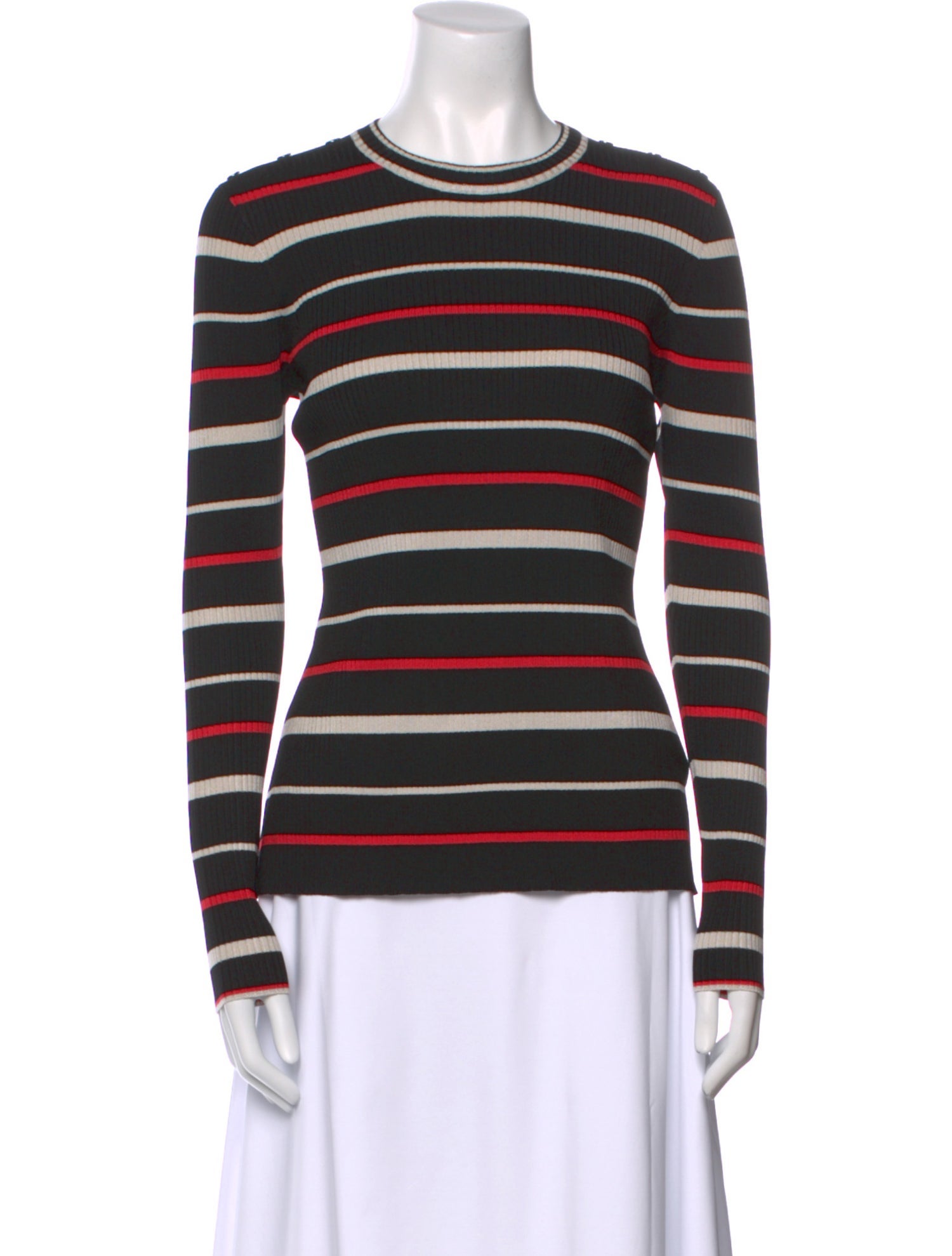 St. John Striped Crew Neck Sweatshirt