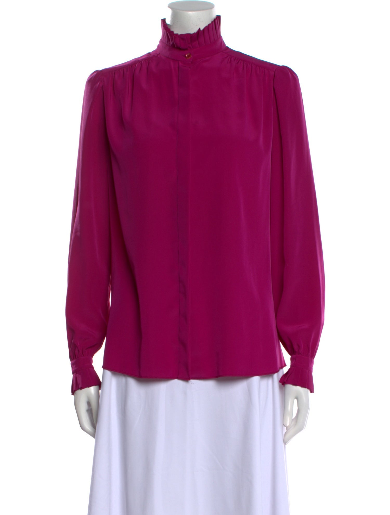 St. John Mock Neck Long Sleeve Blouse