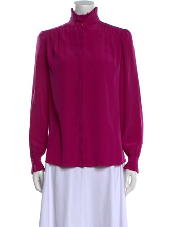 St. John Mock Neck Long Sleeve Blouse