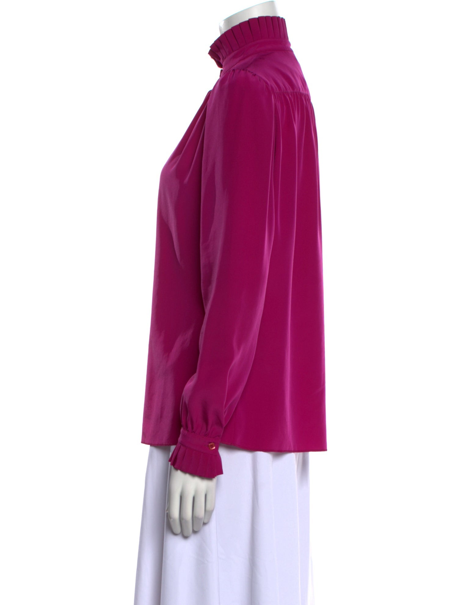 St. John Mock Neck Long Sleeve Blouse
