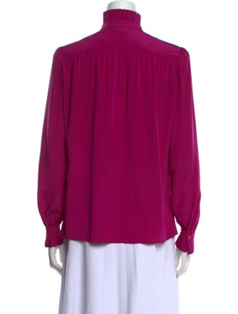 St. John Mock Neck Long Sleeve Blouse