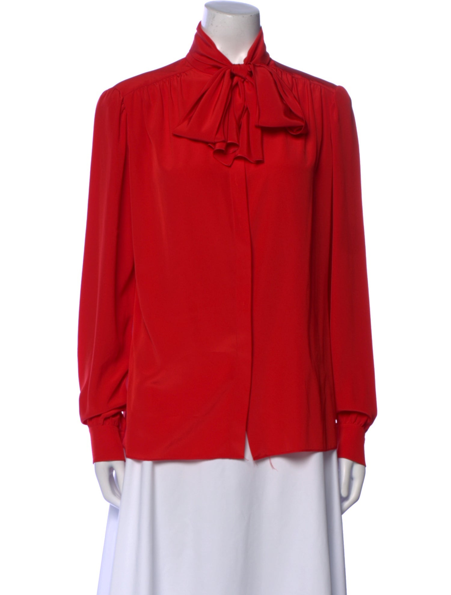 St. John Mock Neck Long Sleeve Blouse