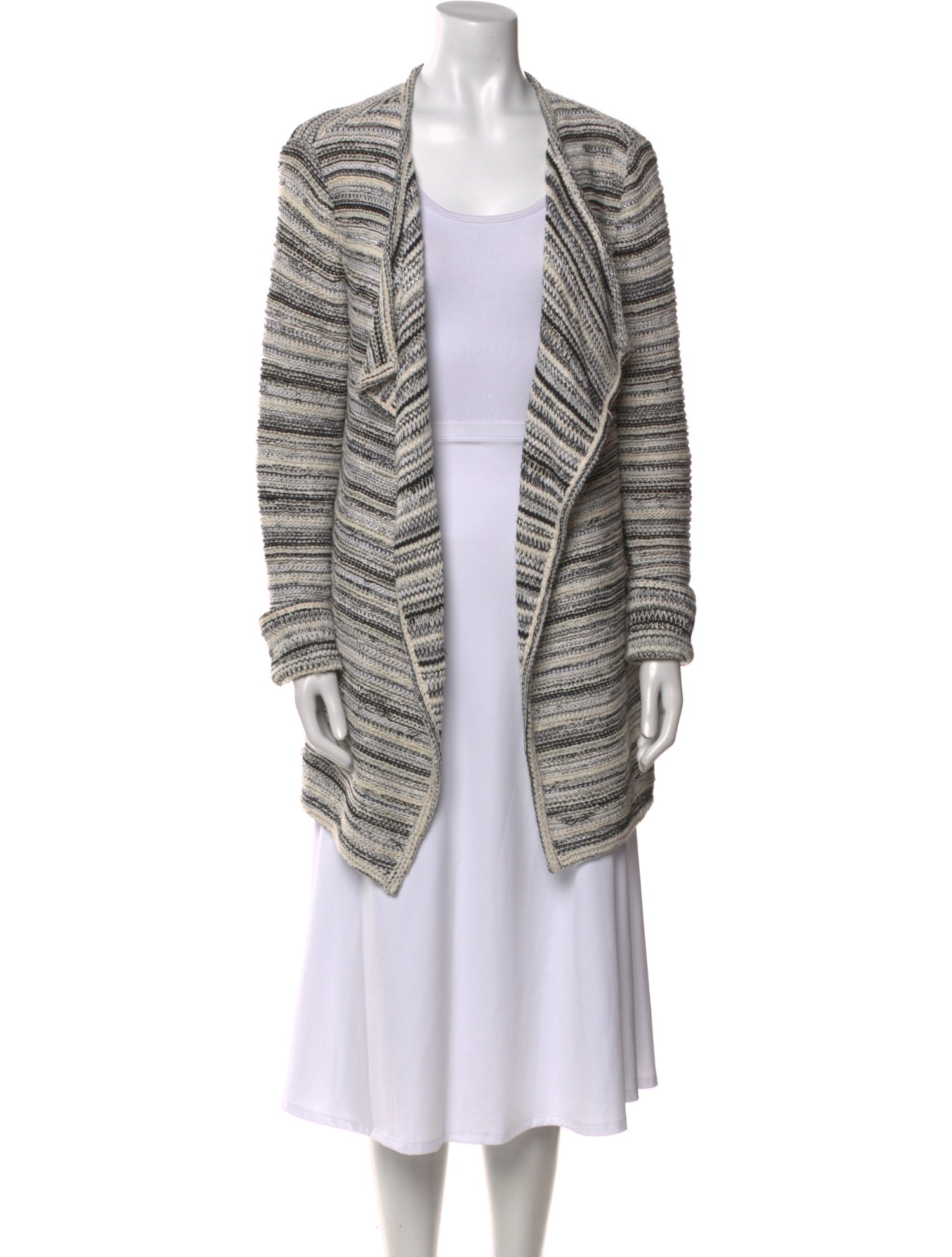 St. John Striped Open Front Sweater