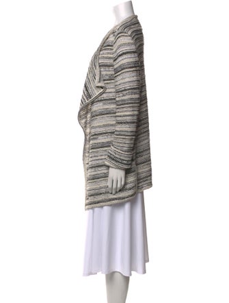 St. John Striped Open Front Sweater