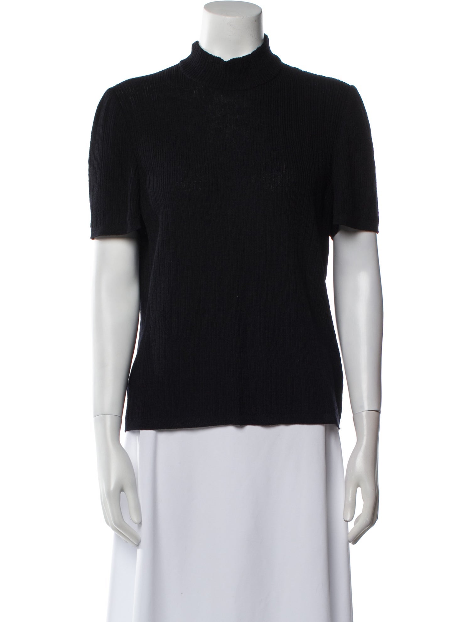 St. John Mock Neck Short Sleeve Top