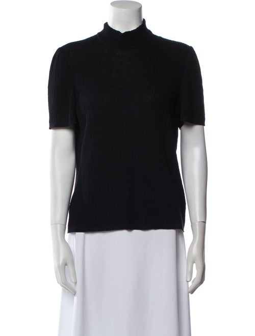 St. John Mock Neck Short Sleeve Top