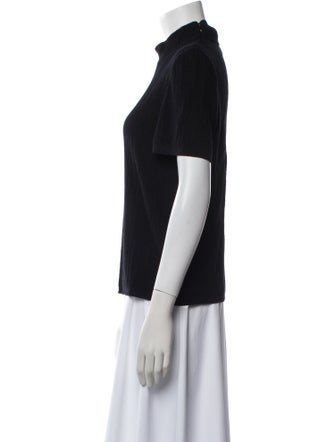 St. John Mock Neck Short Sleeve Top