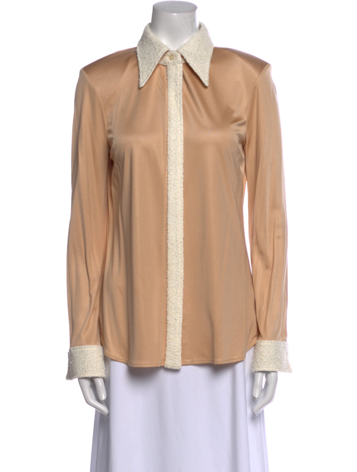 St. John Silk Long Sleeve Button-Up Top