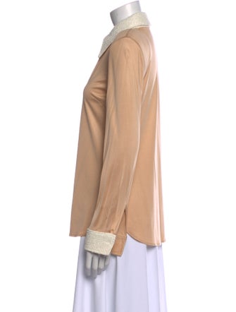 St. John Silk Long Sleeve Button-Up Top