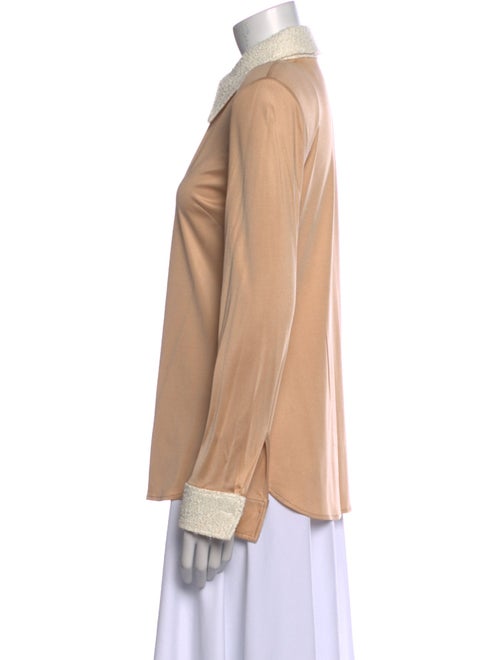 St. John Silk Long Sleeve Button-Up Top