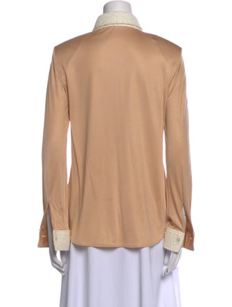 St. John Silk Long Sleeve Button-Up Top
