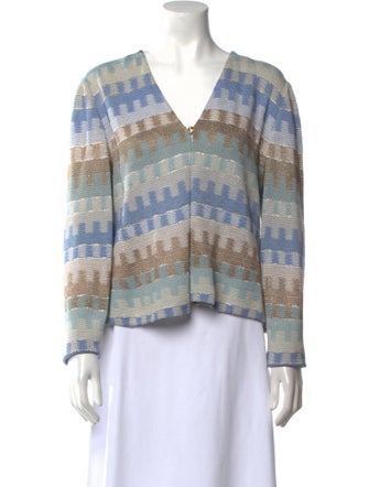 St. John Striped V-Neck Sweater