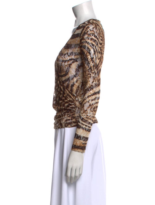St. John Animal Print V-Neck Top