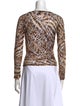 St. John Animal Print V-Neck Top