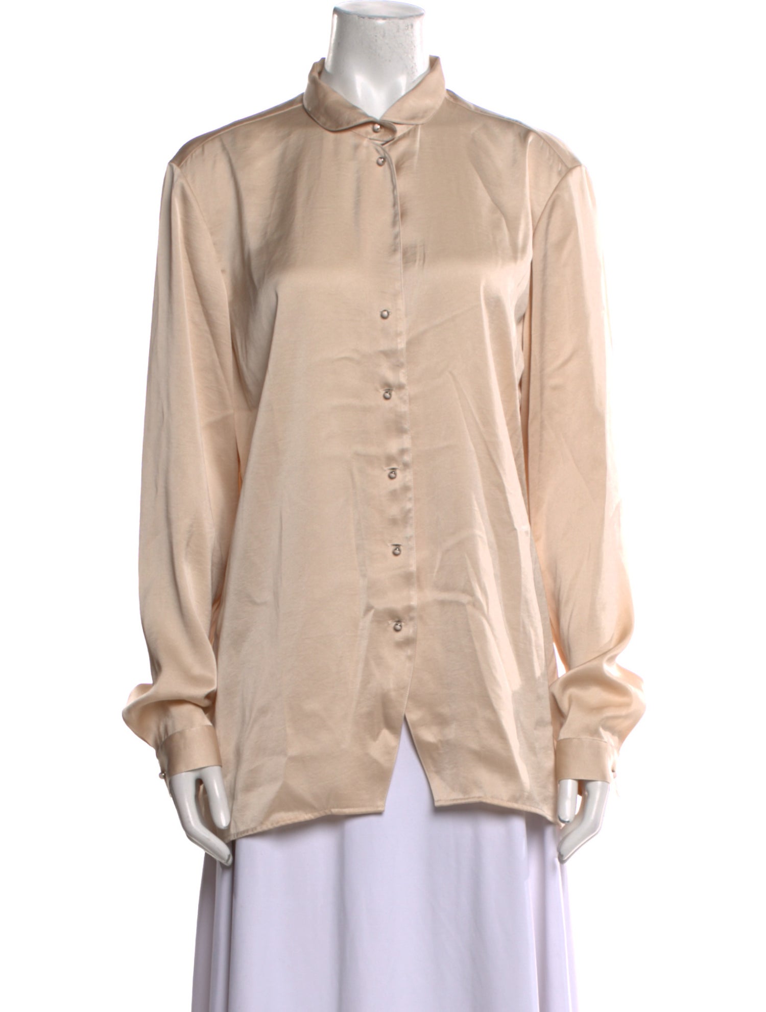 St. John Silk Long Sleeve Button-Up Top