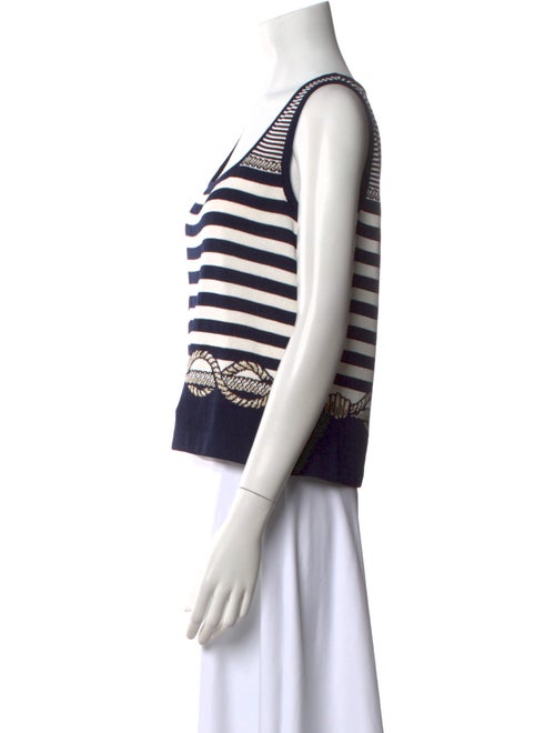 St. John Striped Square Neckline Top