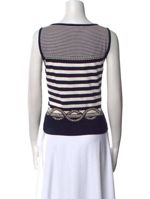 St. John Striped Square Neckline Top