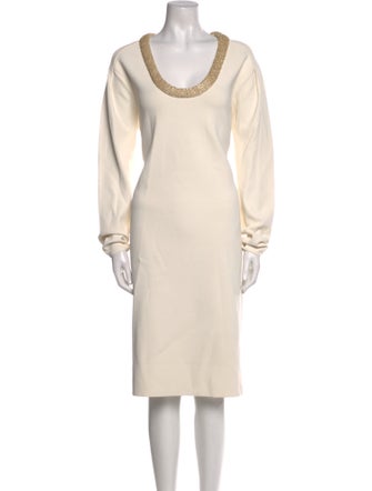St. John Scoop Neck Knee-Length Dress