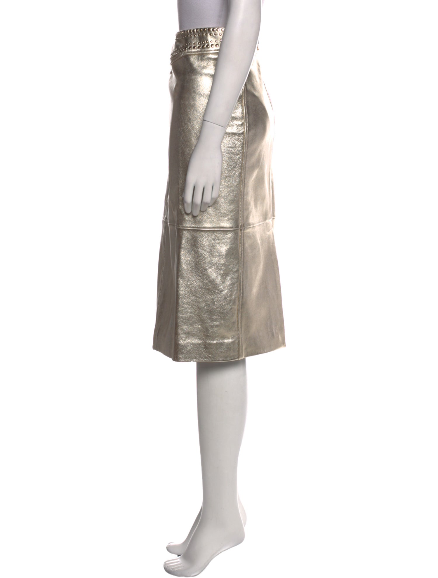 St. John Leather Knee-Length Skirt